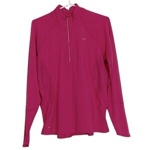 😍2/$20 Nike Sz L Bubble Gum Pink Dri-Fit 1/2 Zip Running Top